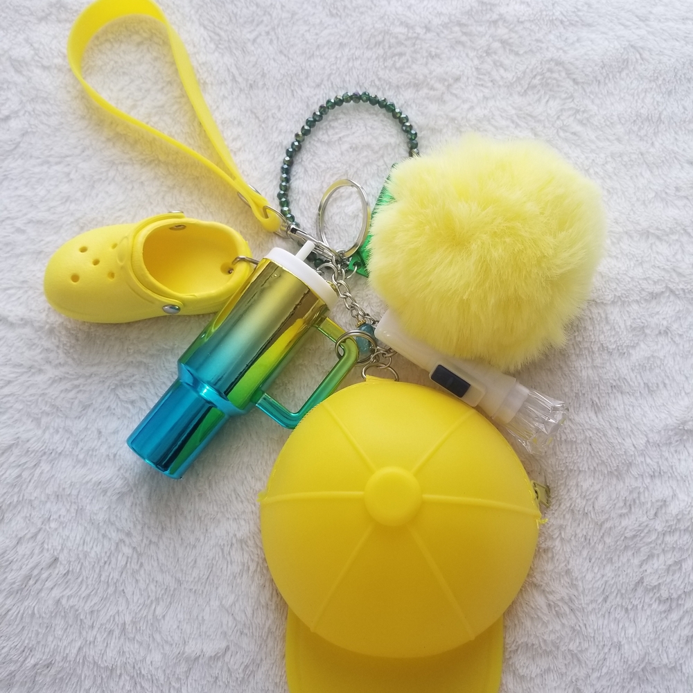 Colorful Keychain Set with Yellow Accents